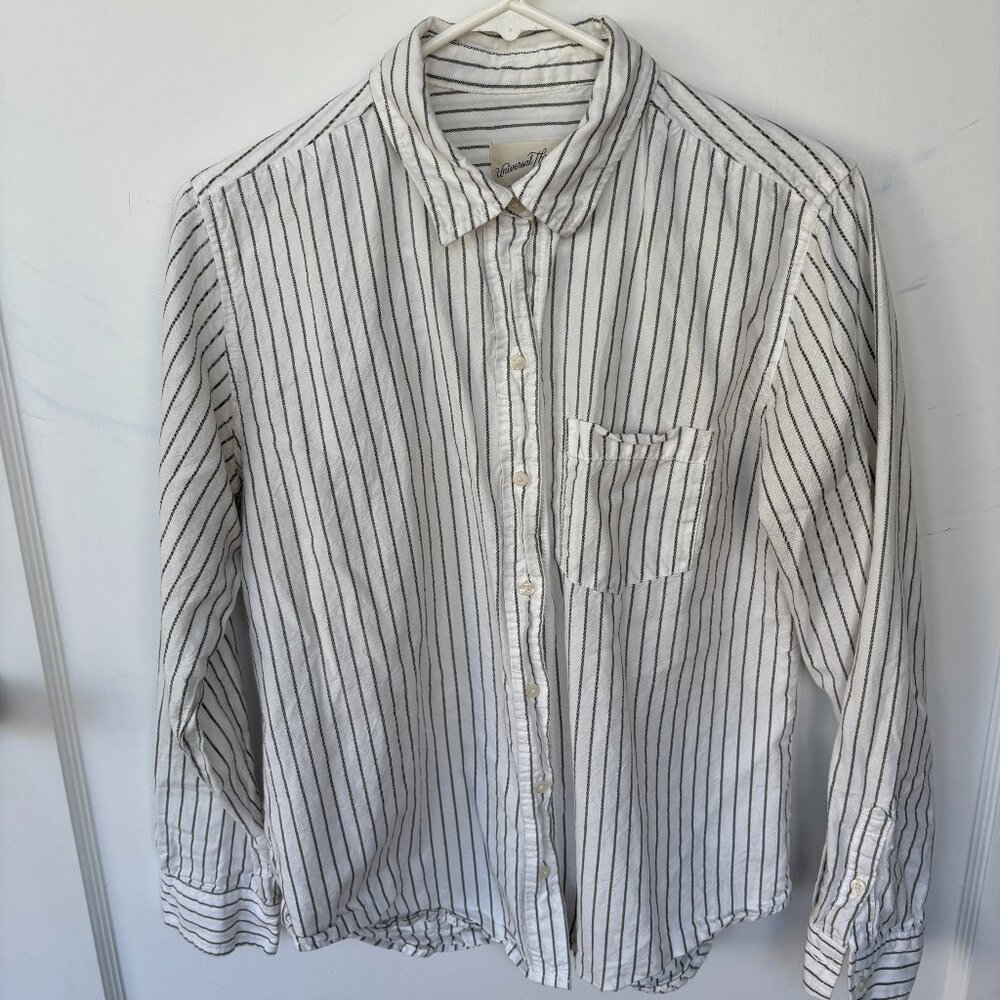 White & Green Striped Button Down